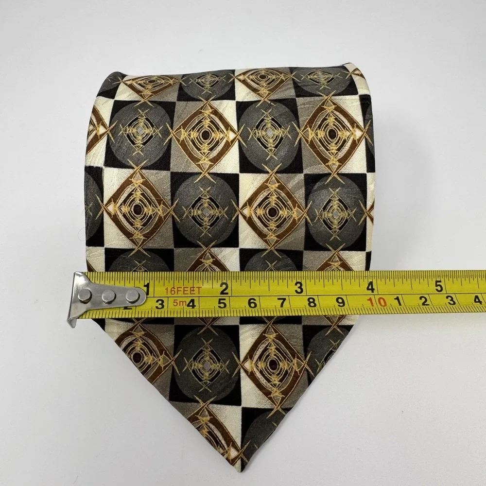 Geometric Silk Tie Mens One Size Multicolor Woven Wide Dress Necktie‎ Classic